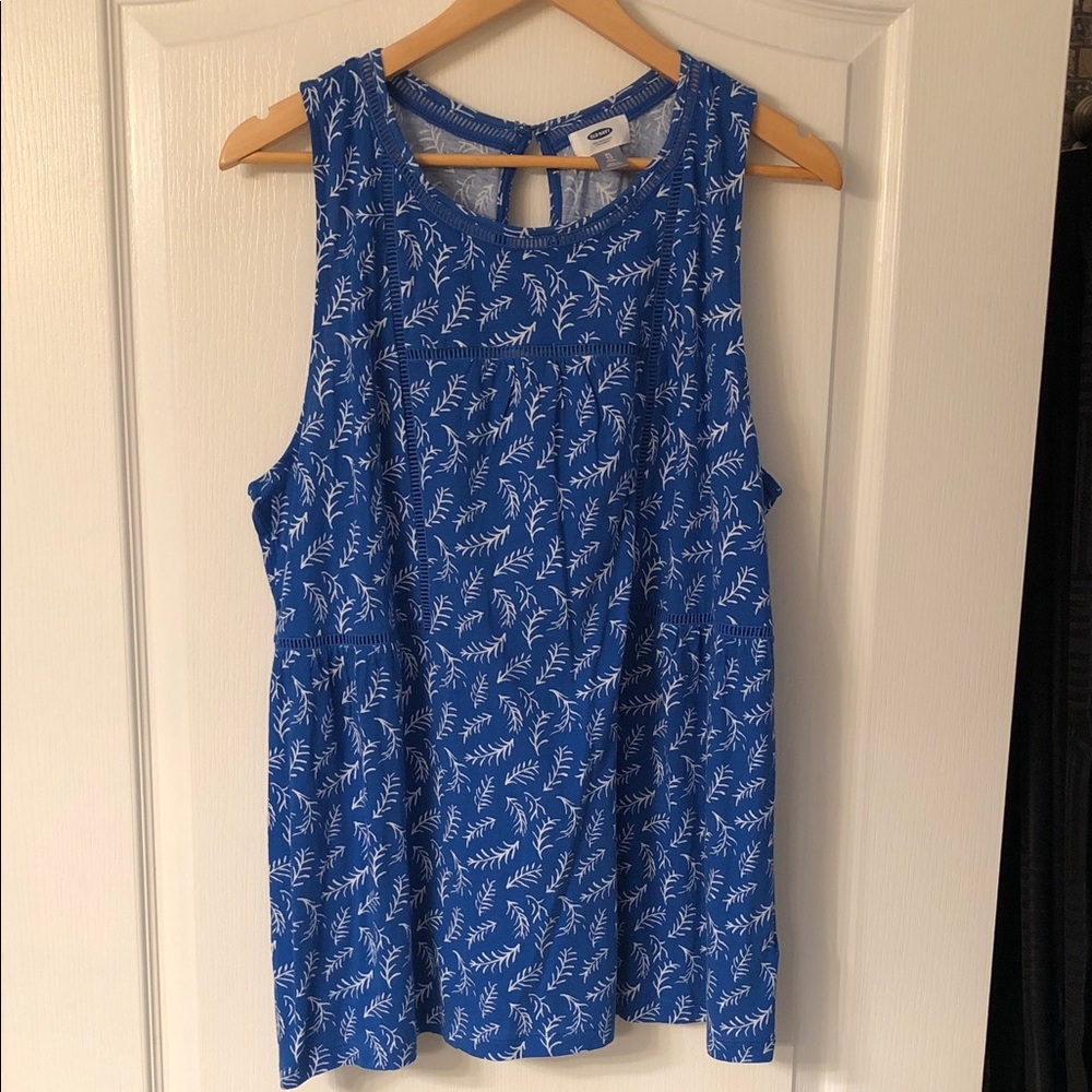 Old Navy Blue Leaf Print Tank Top - TALL -NWT